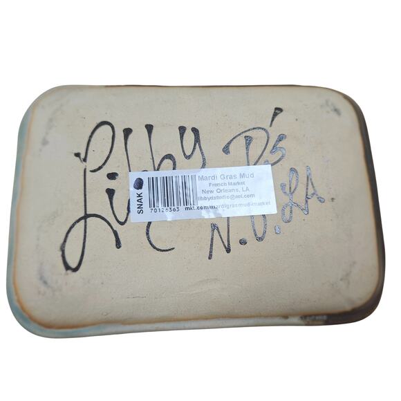 Vintage Handmade Voodoo Appetizer Dish Mardi Gras Mud by Libby D's Studio SIGNED - Picture 4 of 6